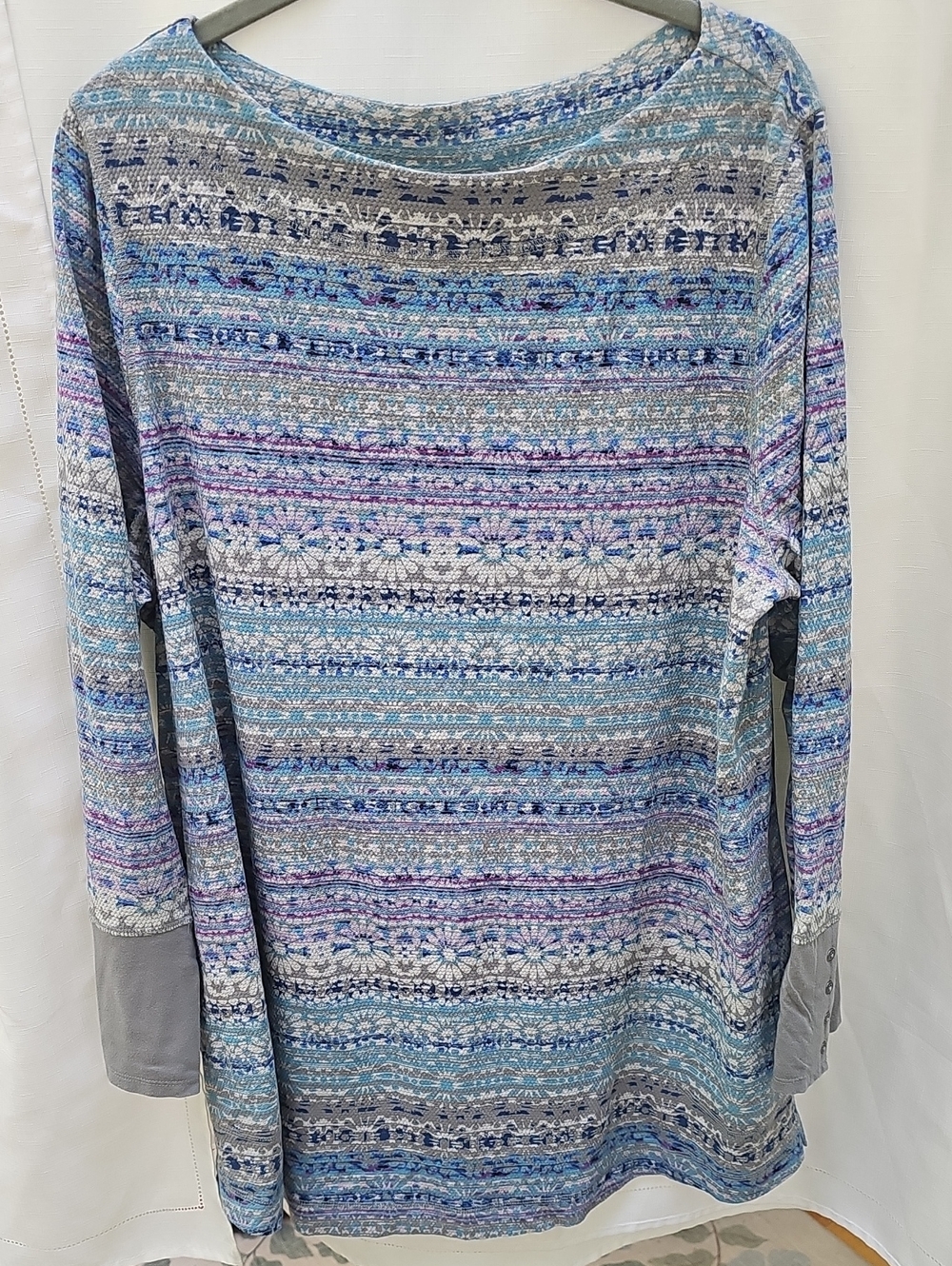 J. Jill Fair Isle Thermal Waffle Knit Tunic Top Women's Size XL NWOT